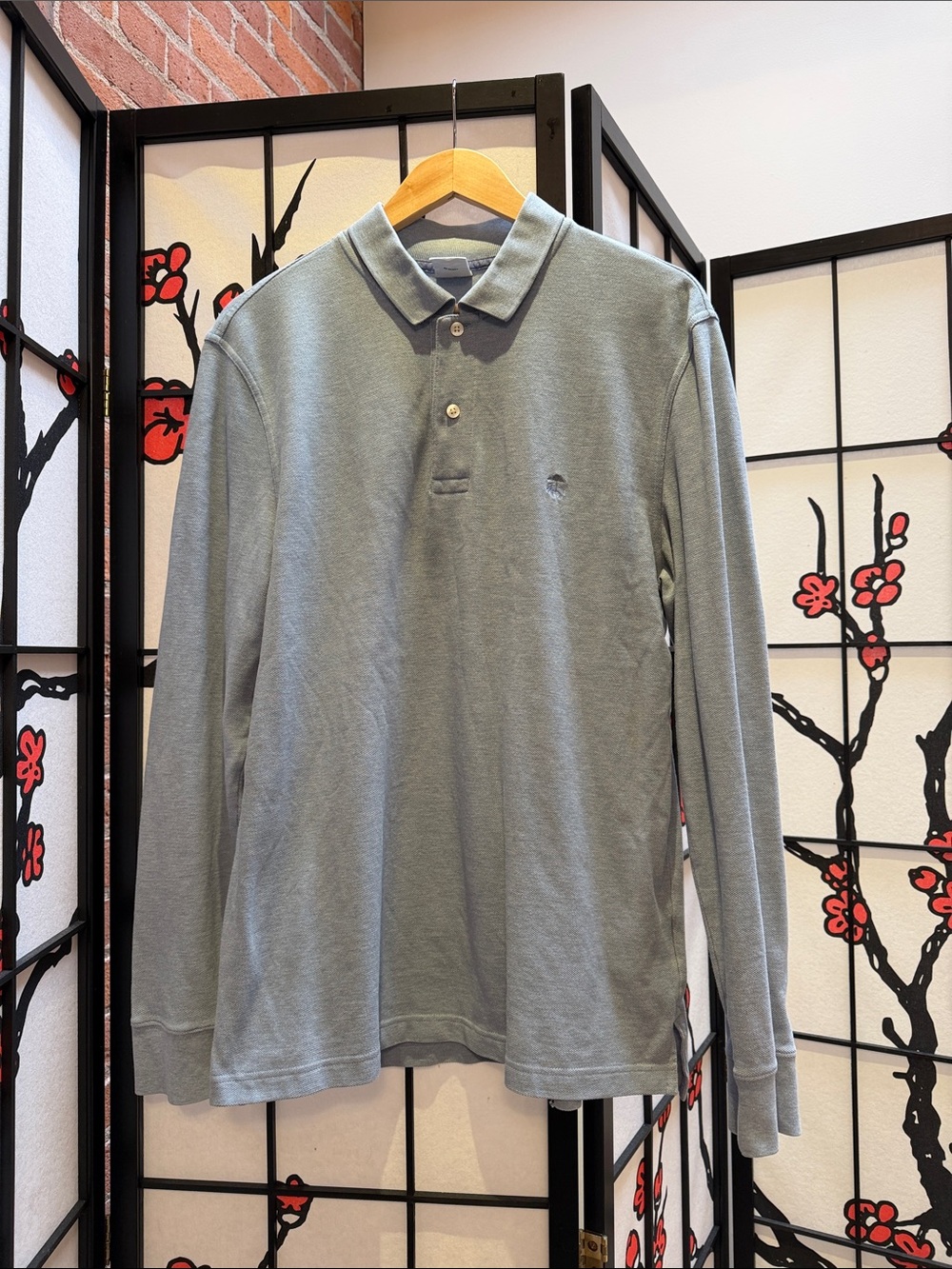 Brooks Brothers Long-Sleeve Polo in Sage Green